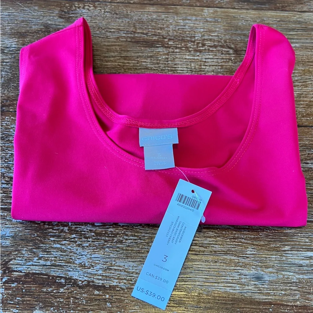 NWT! Chico’s Maraschino Cherry Pink Tank Top Sleeveless Boxy Microfiber Size XL - Picture 9 of 11
